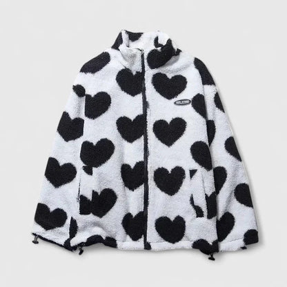 Women's reversible borg zip-up fleece jacket
