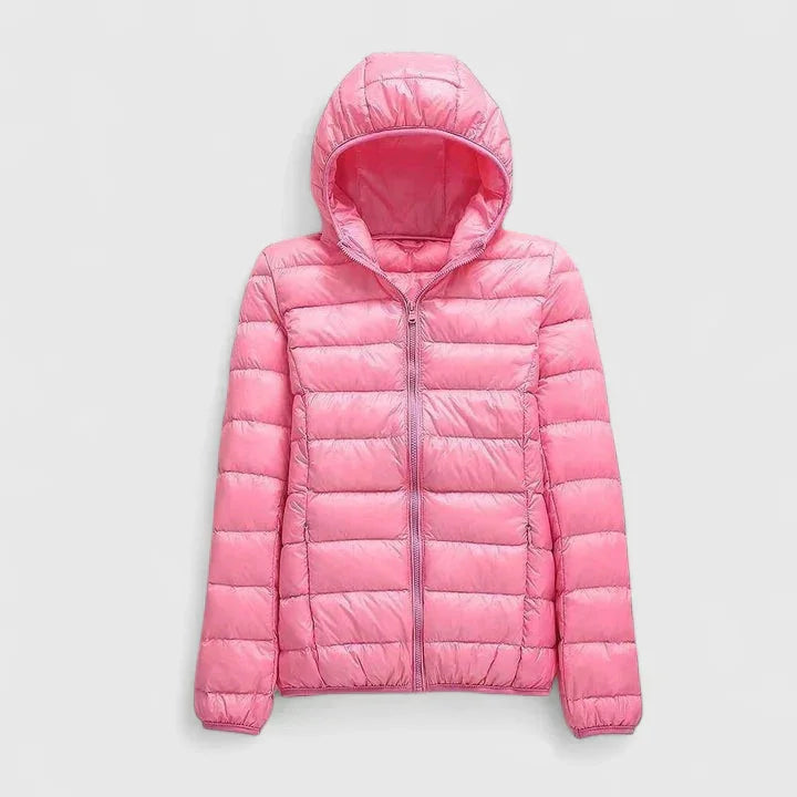 Women's packable quilted zip-up puffer jacket – Fuchsia