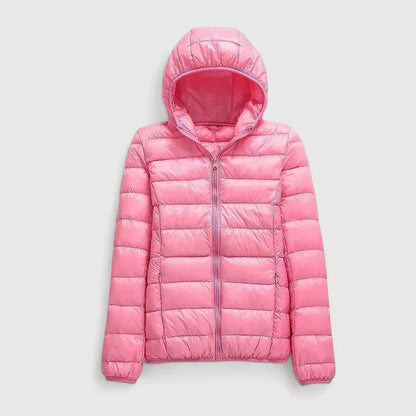Women's packable quilted zip-up puffer jacket – Fuchsia