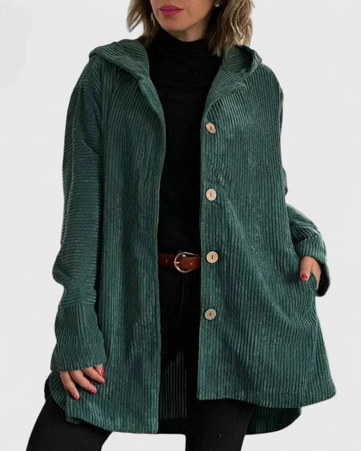 Women's corduroy button-front jacket – Green