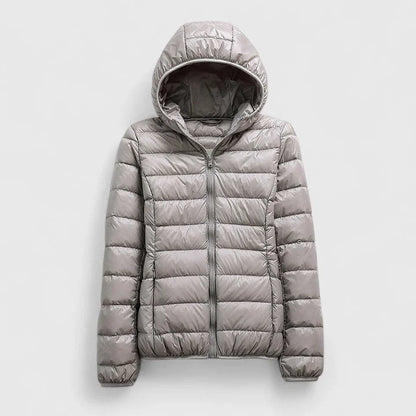 Women's packable quilted zip-up puffer jacket – Grey