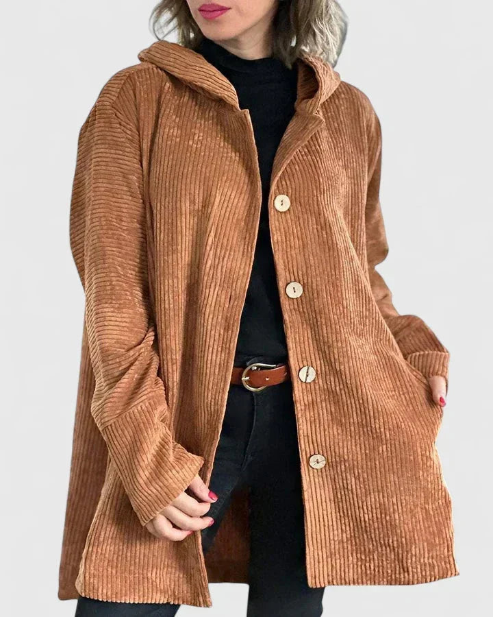 Women's corduroy button-front jacket – Khaki