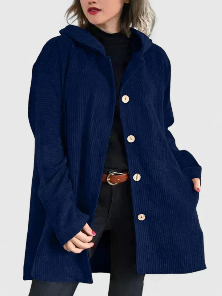 Women's corduroy button-front jacket – Navy