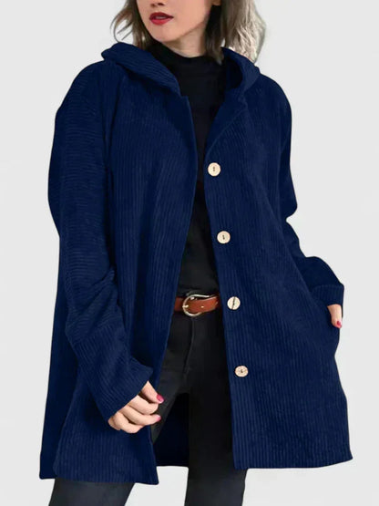 Women's corduroy button-front jacket – Navy
