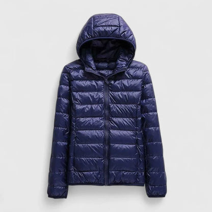 Women's packable quilted zip-up puffer jacket – Navy Blue