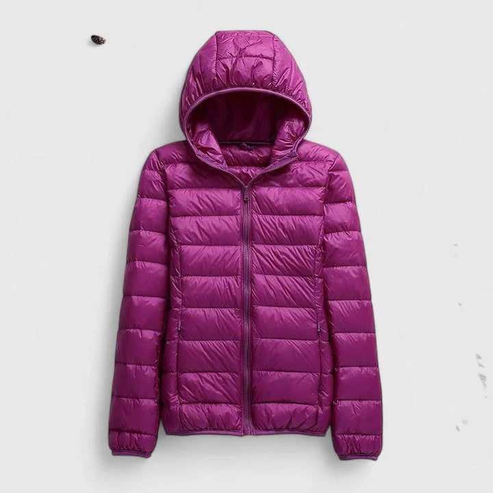Women's packable quilted zip-up puffer jacket – Purple