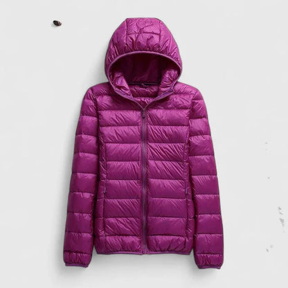 Women's packable quilted zip-up puffer jacket – Purple