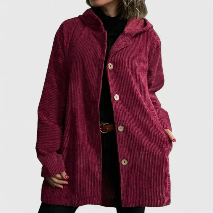 Women's corduroy button-front jacket – Red
