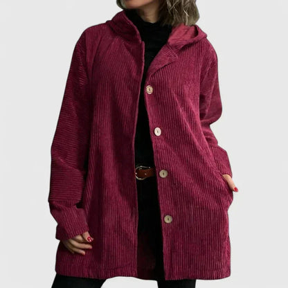 Women's corduroy button-front jacket – Red
