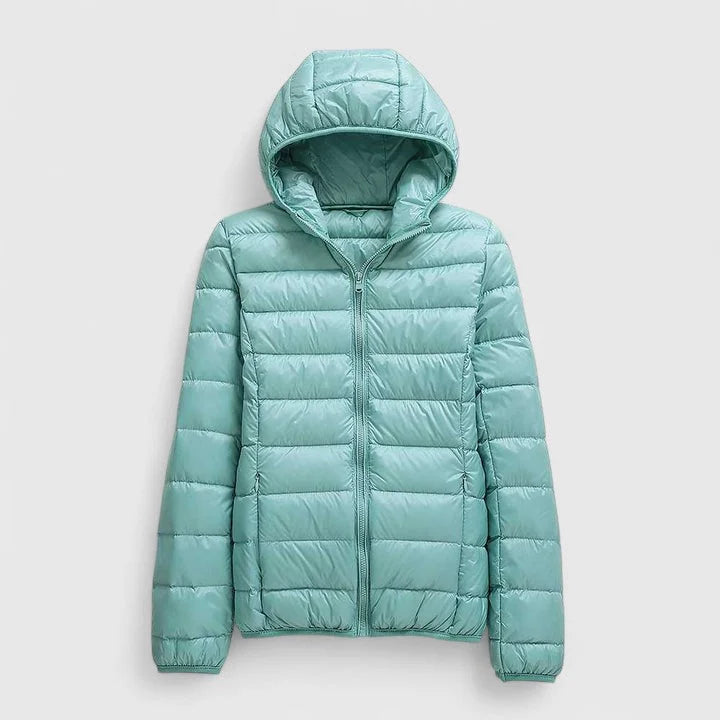 Women's packable quilted zip-up puffer jacket – Turquoise