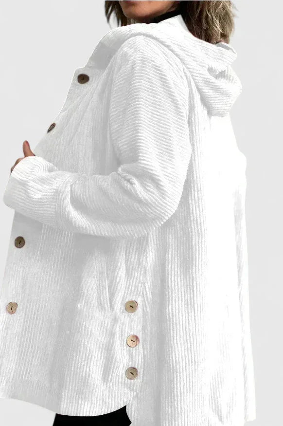 Women's corduroy button-front jacket – White