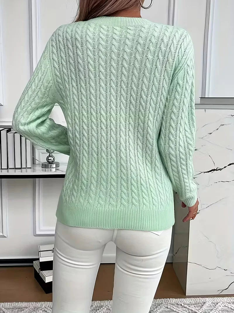 Women's cable knit crew neck jumper