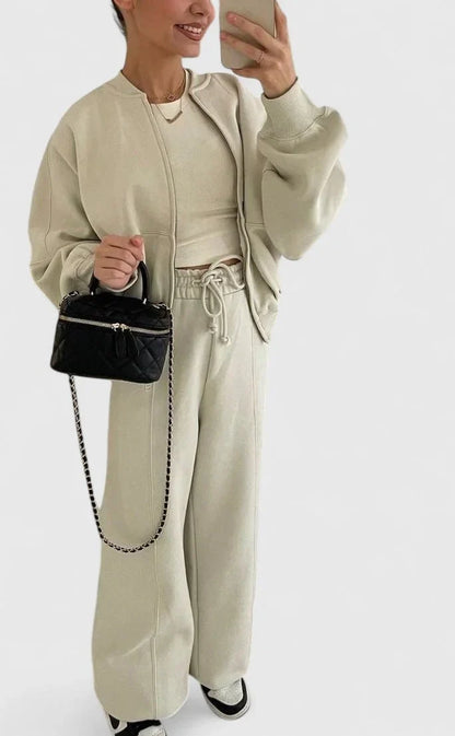 Women's cozy knit jumper and drawstring trouser set