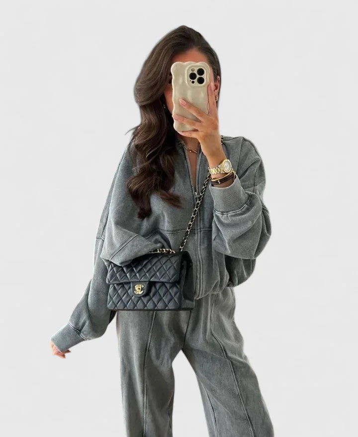 Women's cozy knit jumper and drawstring trouser set