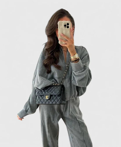 Women's cozy knit jumper and drawstring trouser set