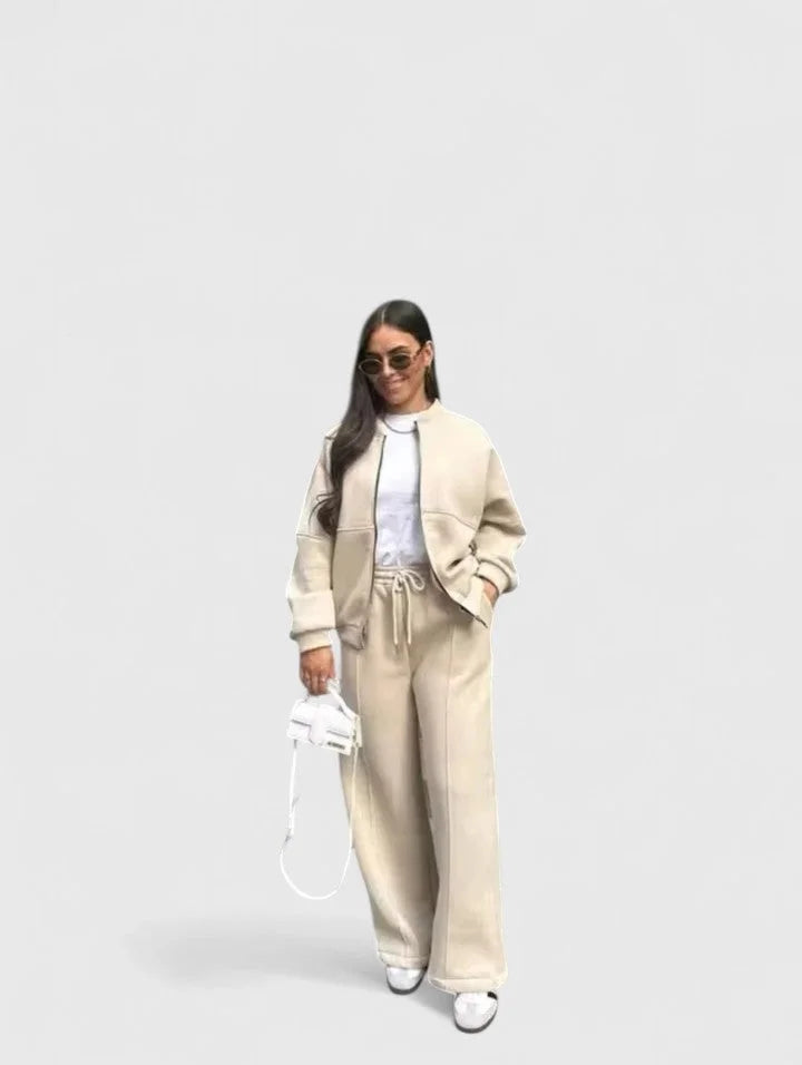 Women's cozy knit jumper and drawstring trouser set