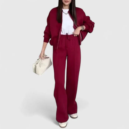 Women's cozy knit jumper and drawstring trouser set – Red