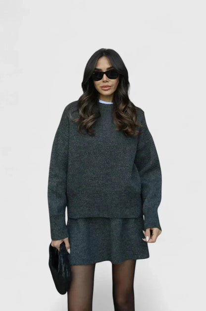 Women's cozy knit jumper and bottoms lounge set – Grey