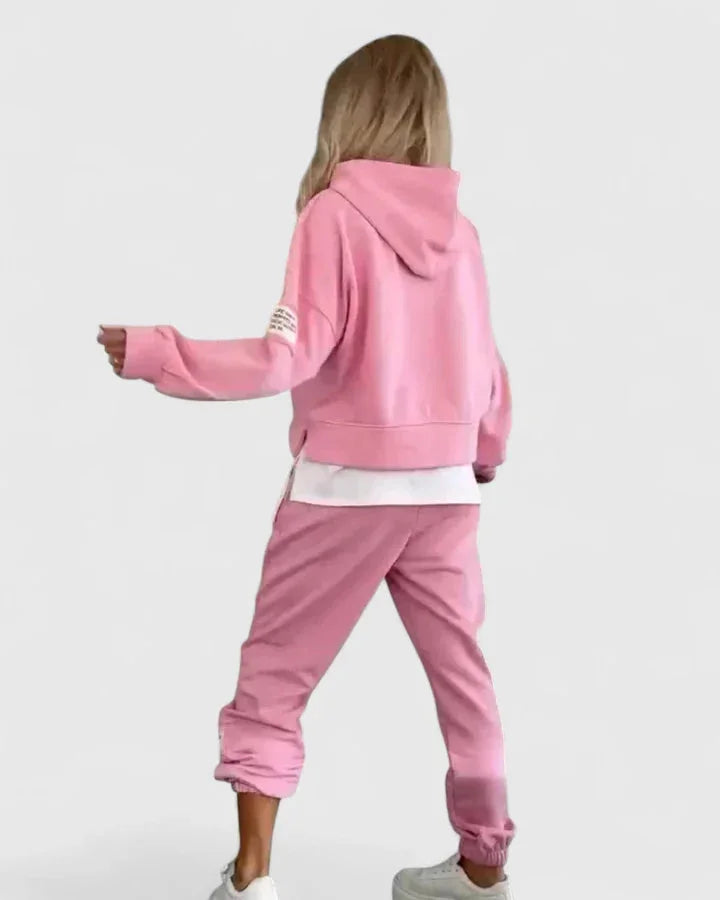 Women's hooded sweatshirt and jogger two-piece outfit set
