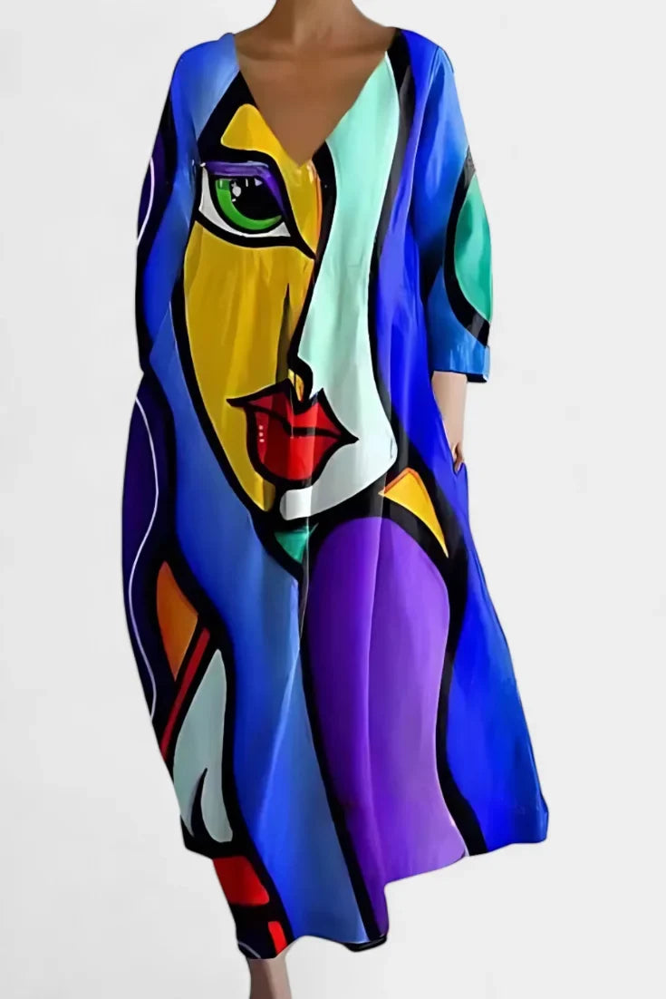 Women's lightweight V-neck maxi dress with flowing silhouette – Purple