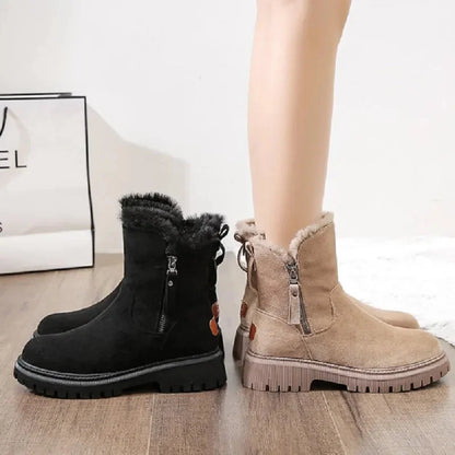 Women's faux-fur lined winter boots with suede-inspired finish