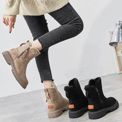 Women's faux-fur lined winter boots with suede-inspired finish