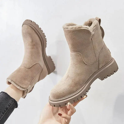 Women's faux-fur lined winter boots with suede-inspired finish