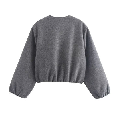 Women's cropped bomber jacket with elasticated hem and cuffs