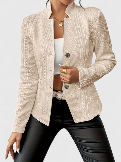 Women's quilted double-breasted blazer with tailored fit – Khaki