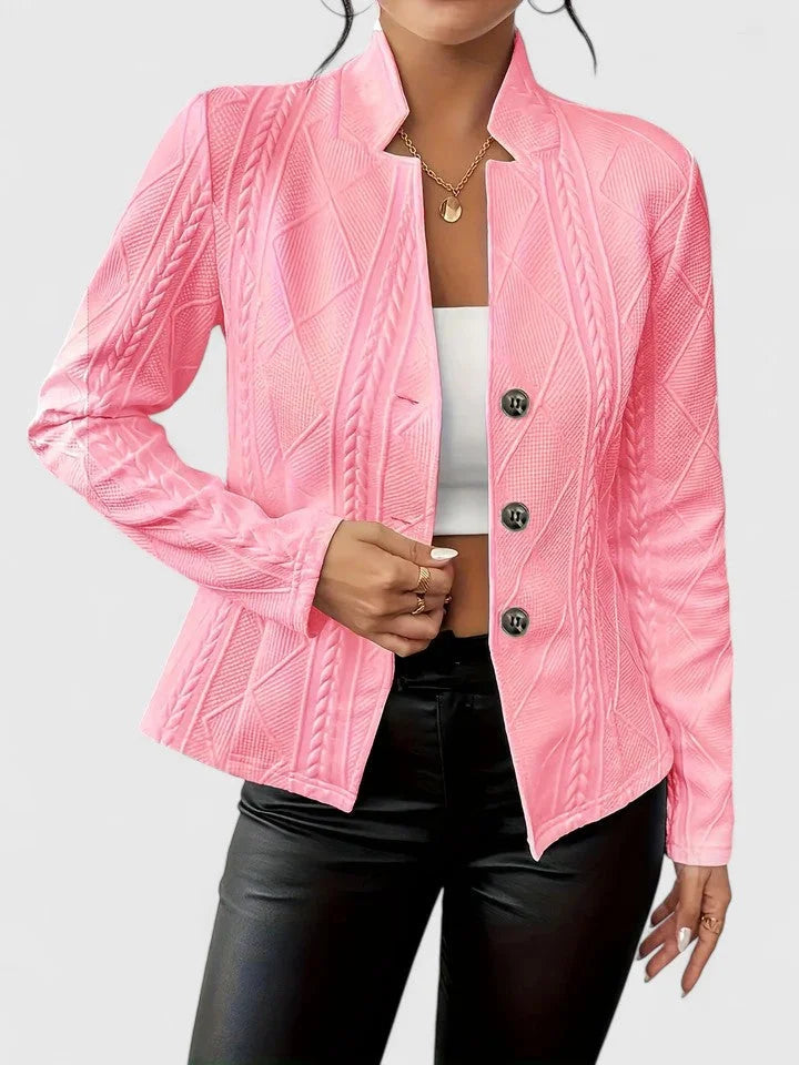 Women's quilted double-breasted blazer with tailored fit – Pink