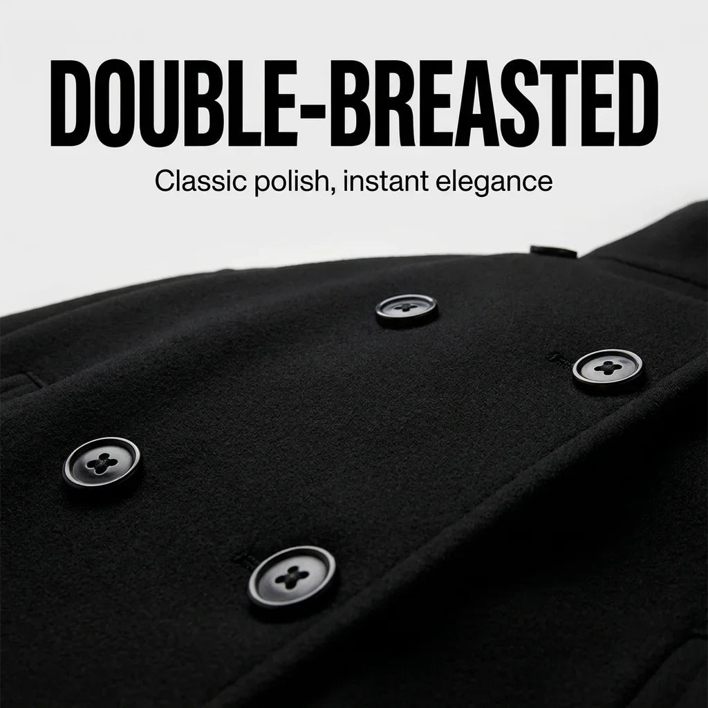 Women's double-breasted cropped coat with rolled cuffs