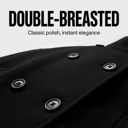 Women's double-breasted cropped coat with rolled cuffs