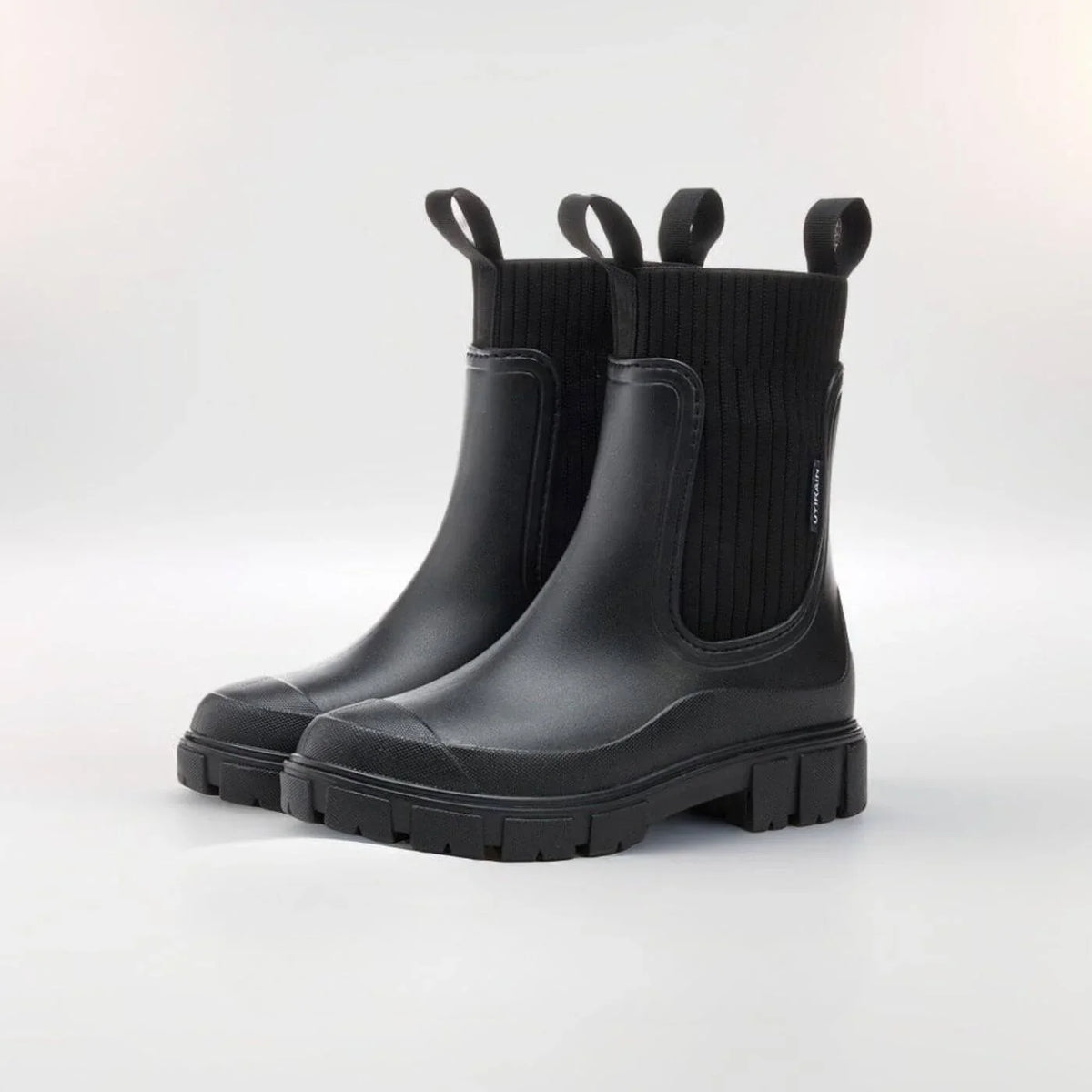 Women's ankle boots with ribbed knit cuff – Black
