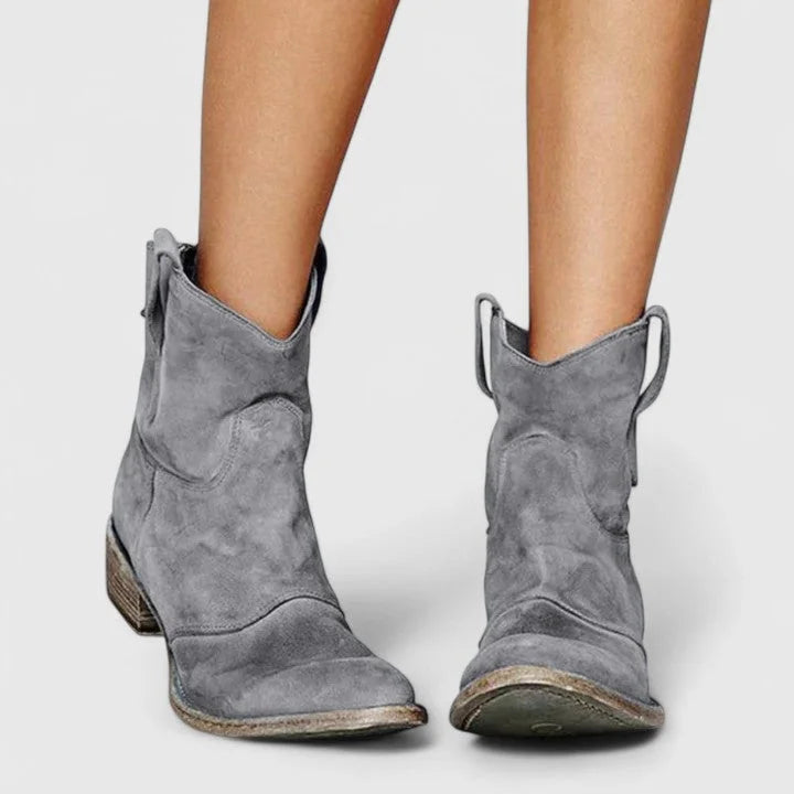Women's suede ankle boots with slouchy shaft – Grey
