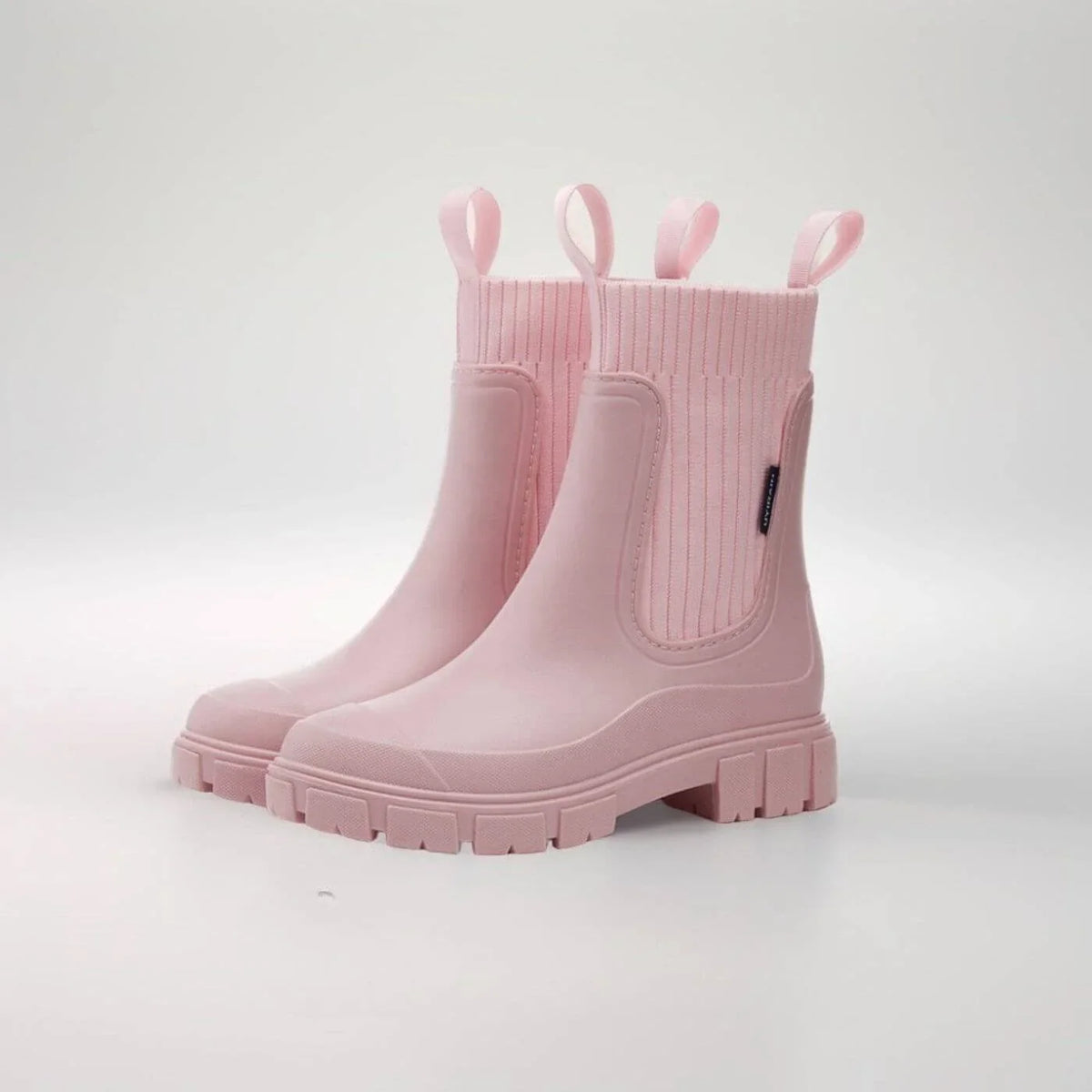 Women's ankle boots with ribbed knit cuff – Pink