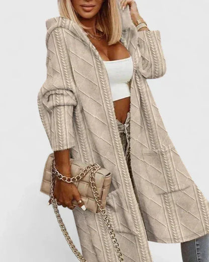 Women's cable knit open-front cardigan – Beige