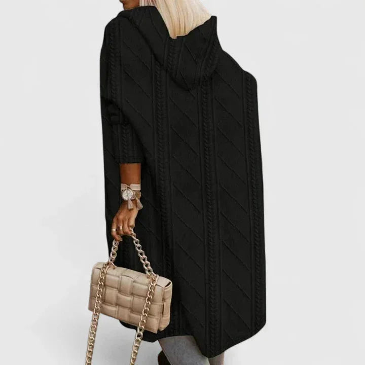 Women's cable knit open-front cardigan – Black