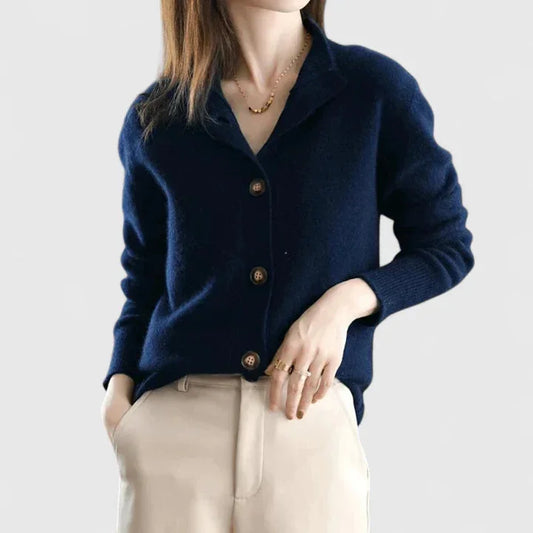 Women's lightweight knit cardigan with minimalist design – Dark blue