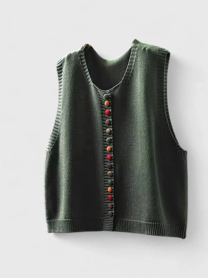 Women's multi-coloured knit button-front cardigan – Green