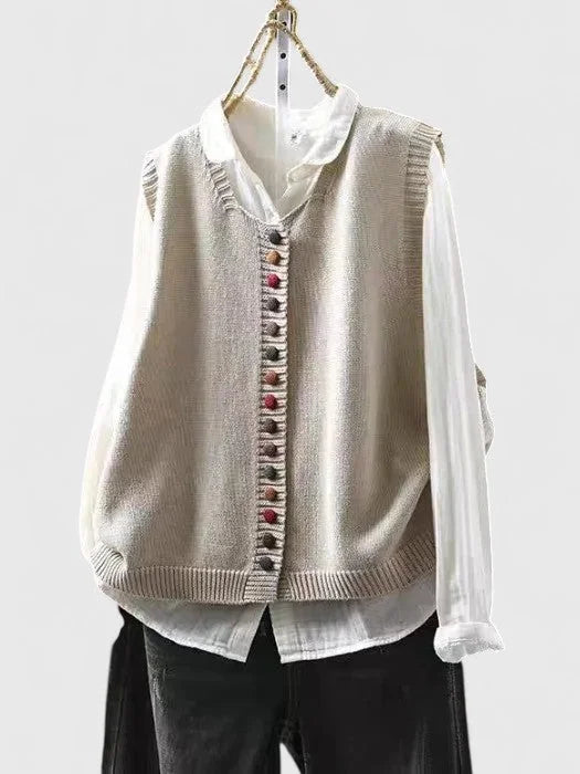 Women's multi-coloured knit button-front cardigan – Off-white