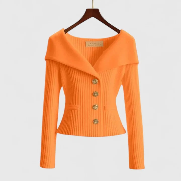 Women's cozy knit cardigan with all-day warmth – Orange