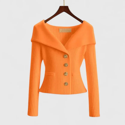 Women's cozy knit cardigan with all-day warmth – Orange