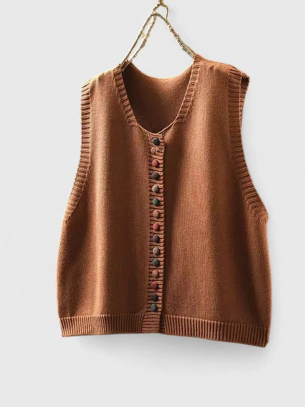 Women's multi-coloured knit button-front cardigan – Orange