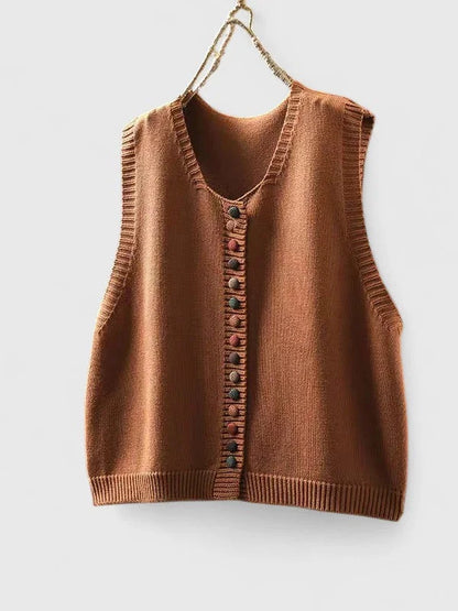 Women's multi-coloured knit button-front cardigan – Orange