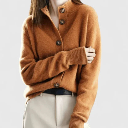 Women's lightweight knit cardigan with minimalist design – Orange