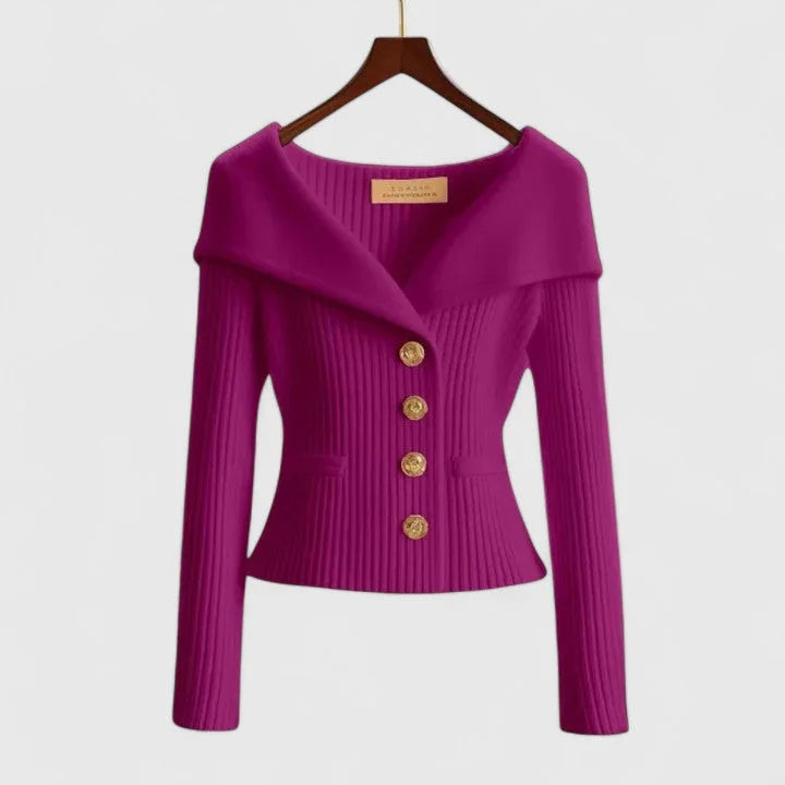 Women's cozy knit cardigan with all-day warmth – Purple
