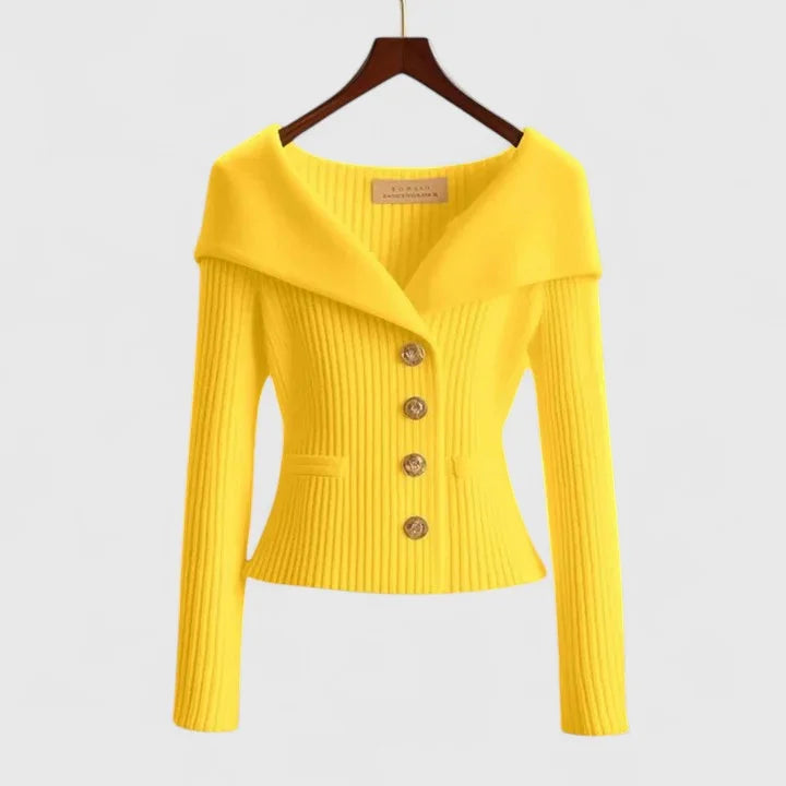 Women's cozy knit cardigan with all-day warmth – Yellow