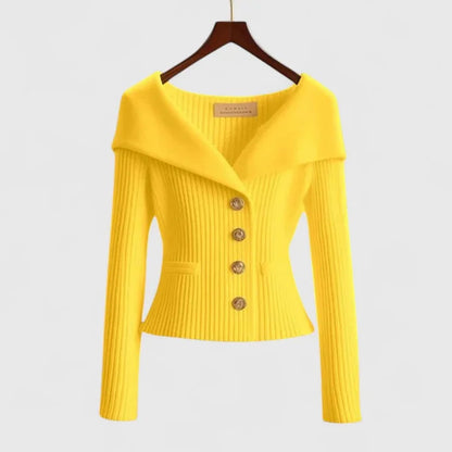 Women's cozy knit cardigan with all-day warmth – Yellow