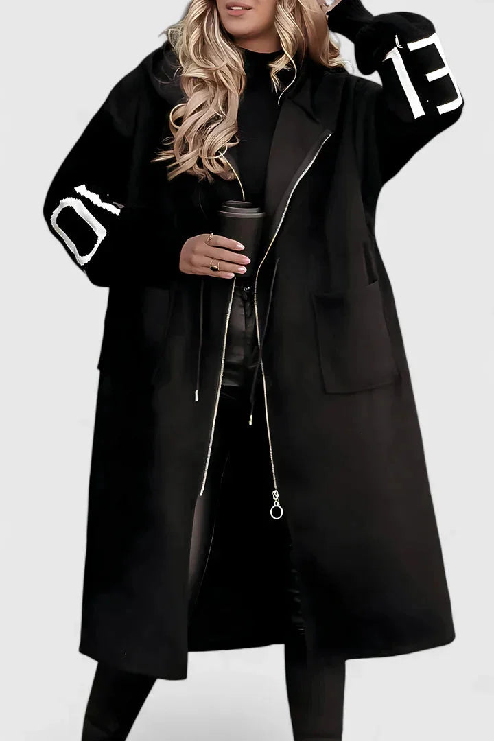 Women's hooded coat with flattering silhouette