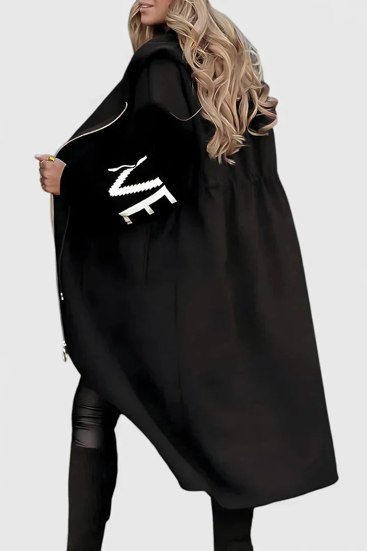 Women's hooded coat with flattering silhouette